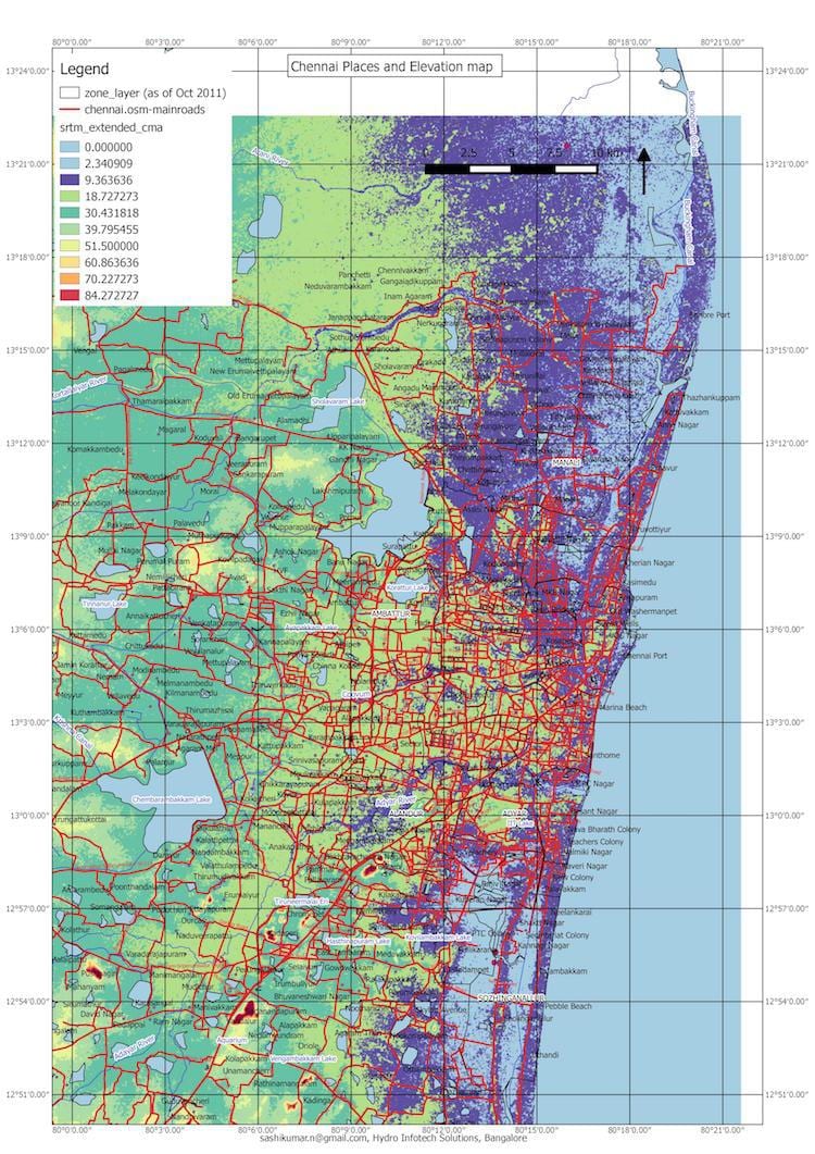 översvämning karta Chennai