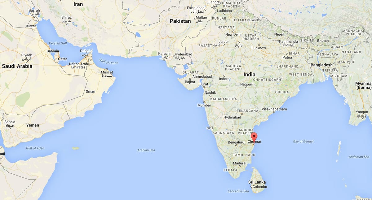 karta över indien Chennai