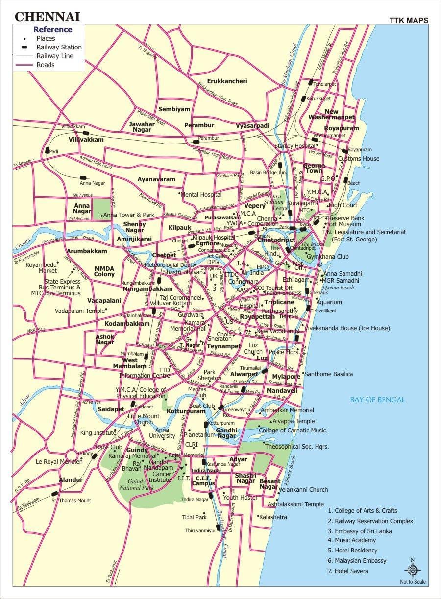 karta över staden Chennai