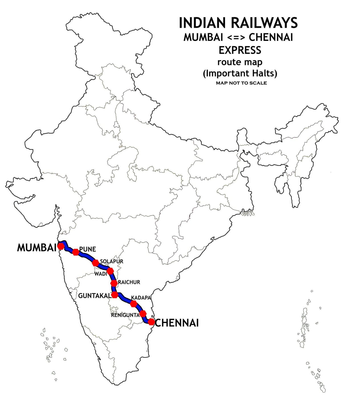 Mumbai till Chennai tåg rutt karta