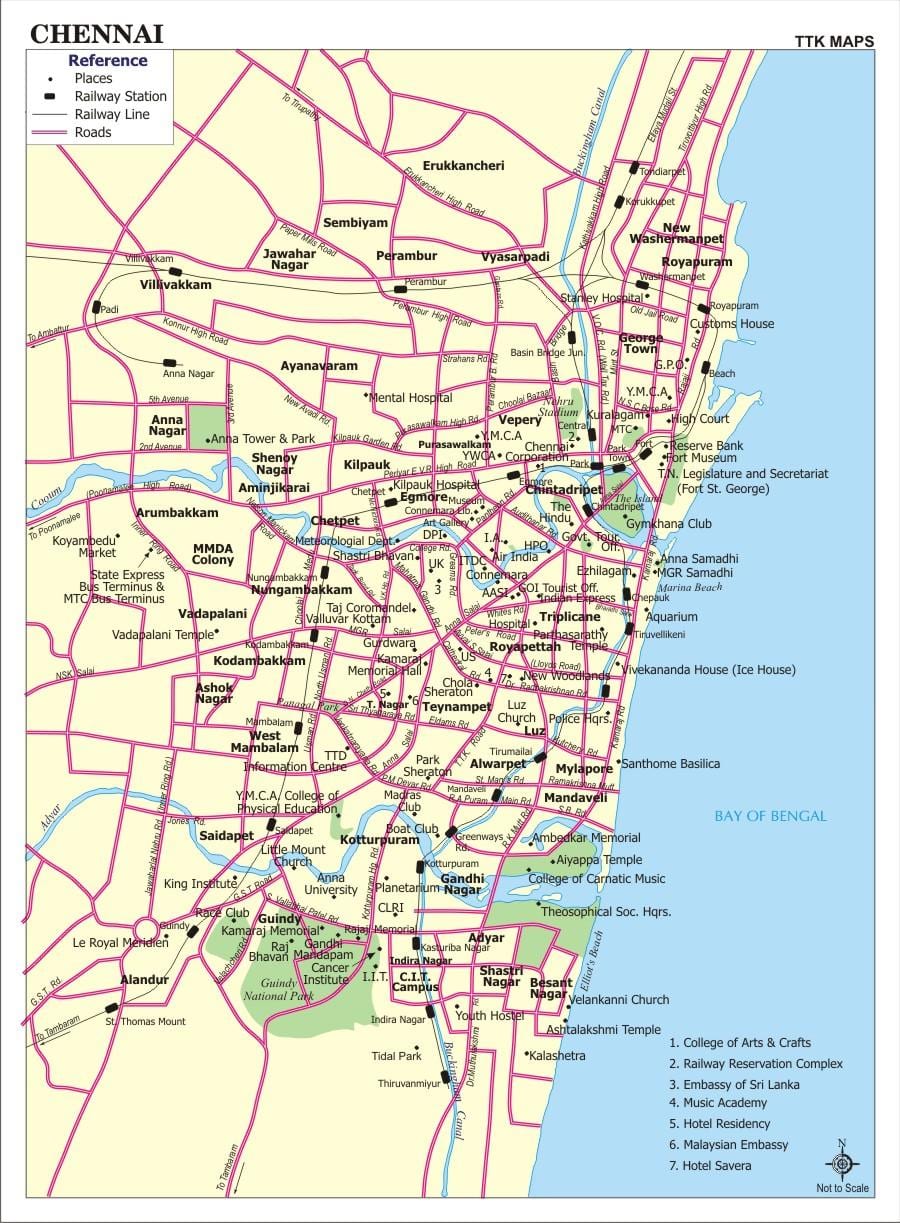 karta över Chennai turist platser