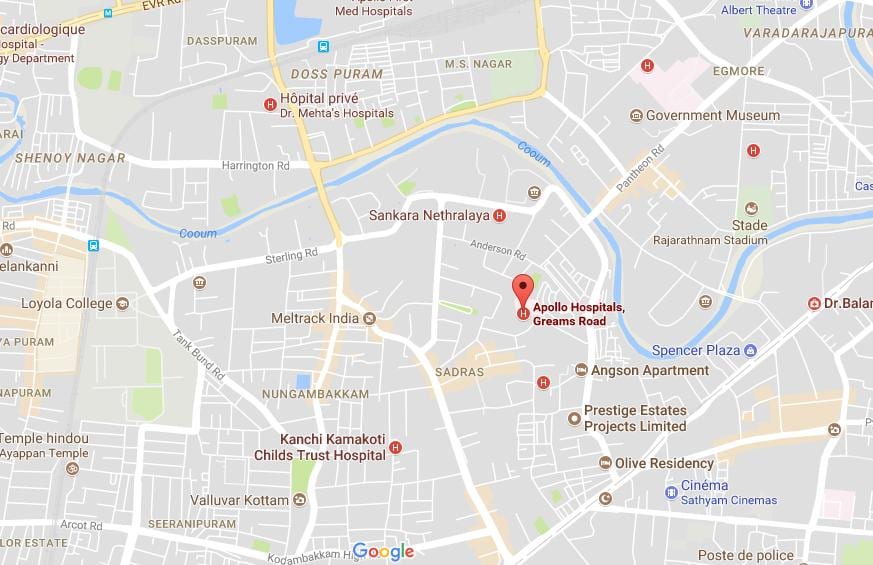 Apollo-sjukhuset Chennai Greams road karta