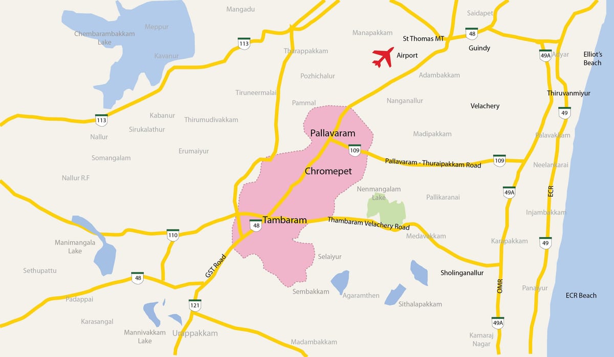 karta över Tambaram Chennai